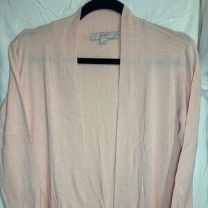 LOFT Long Light Pink Open Front Cardigan - Like New - Size S